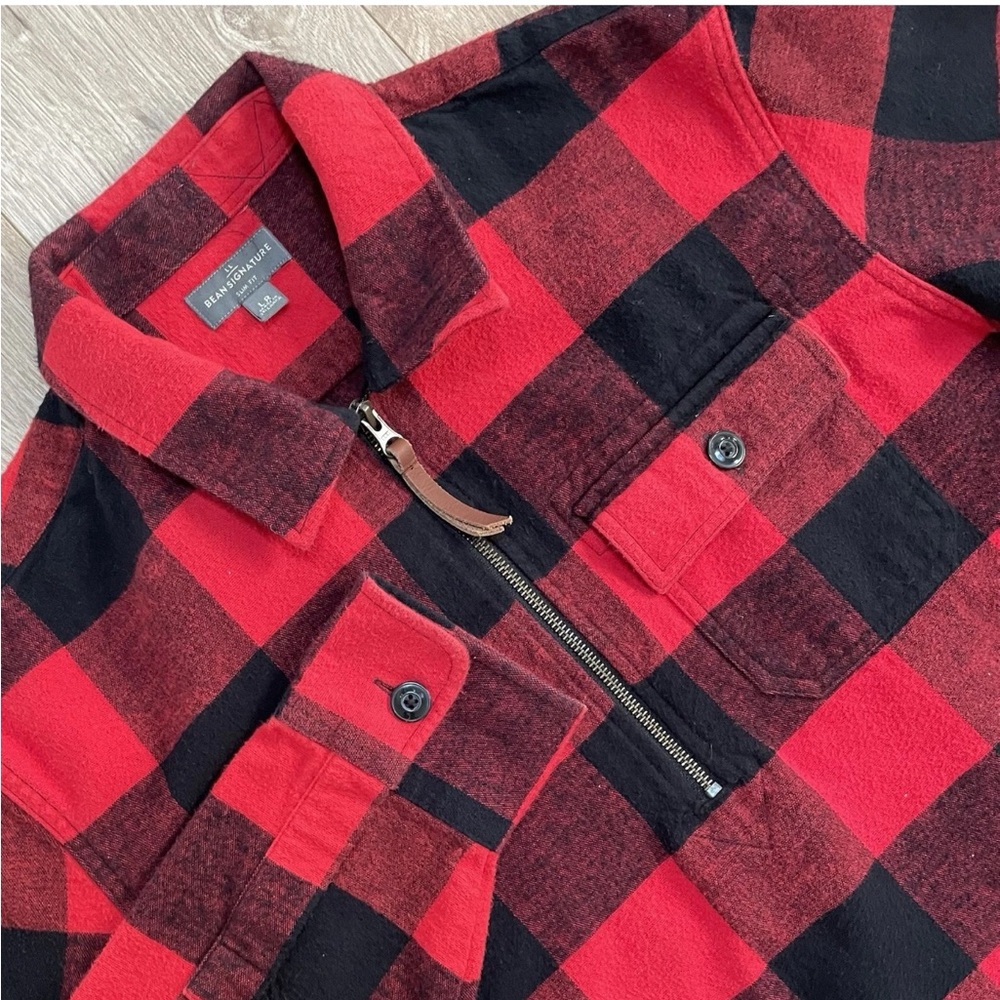 L.L. Bean Signature 1933 Chamois Cloth Trapper Shirt Regular Red Buffalo LR